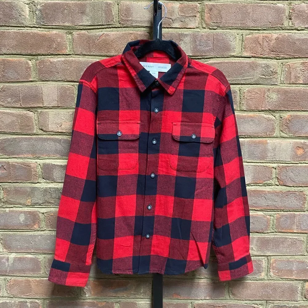 Old Navy Red & Black Plaid Button Down